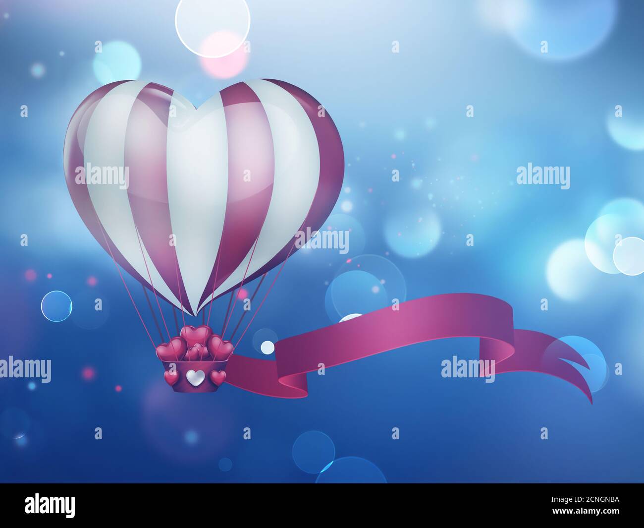 heart hot air balloon Stock Photo