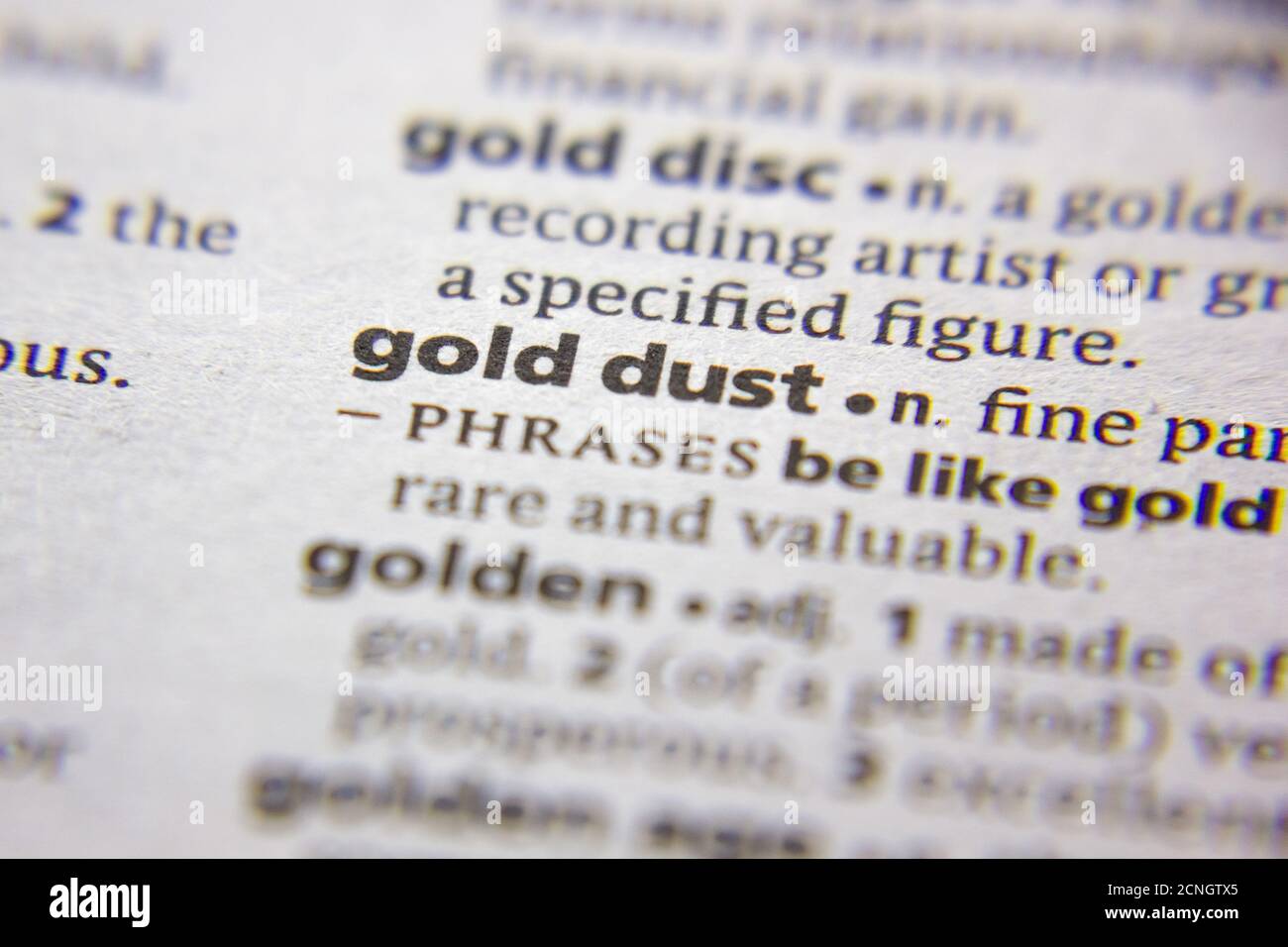Word or phrase Gold dust in a dictionary Stock Photo Alamy