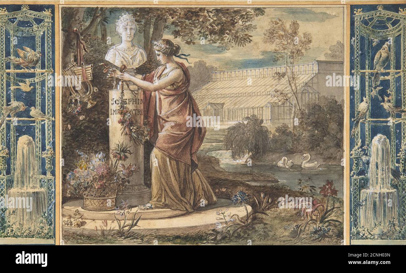An Allegory of Empress Josephine as Patroness of the Gardens at Malmaison, ca. 1805-6. Stock Photo