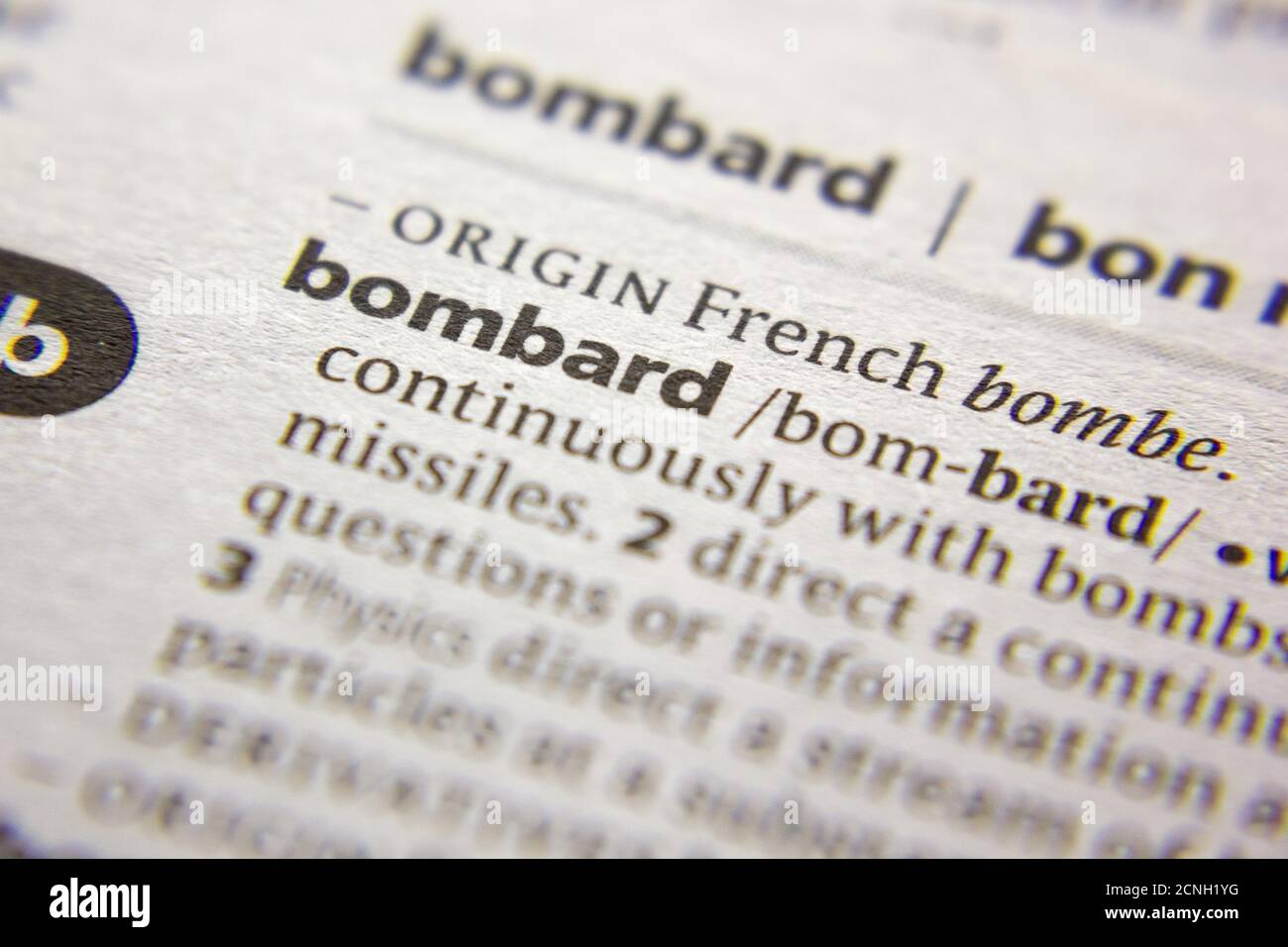 Word or phrase Bombard in a dictionary Stock Photo Alamy