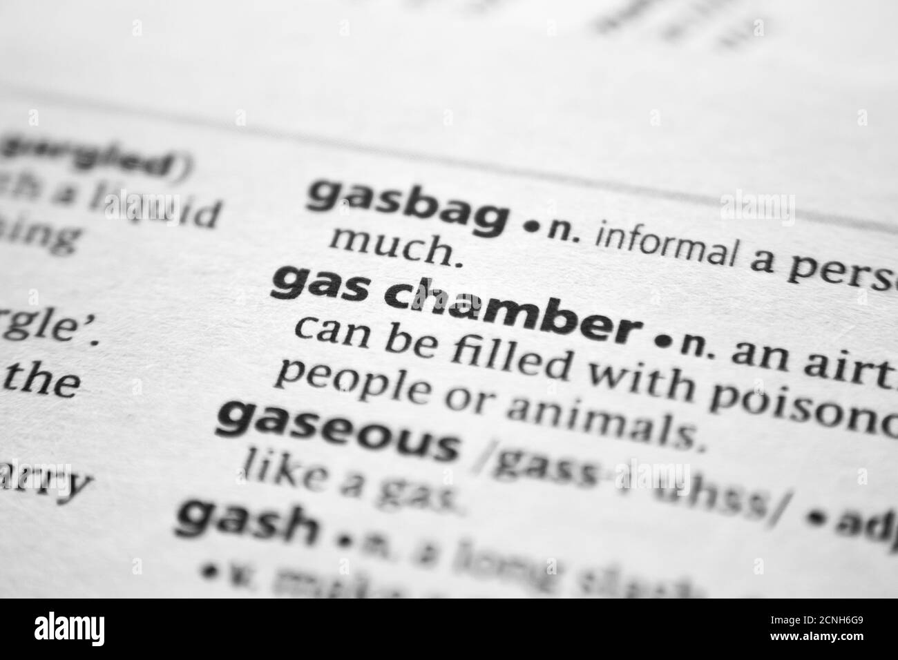 Word or phrase Gas chamber in a dictionary Stock Photo