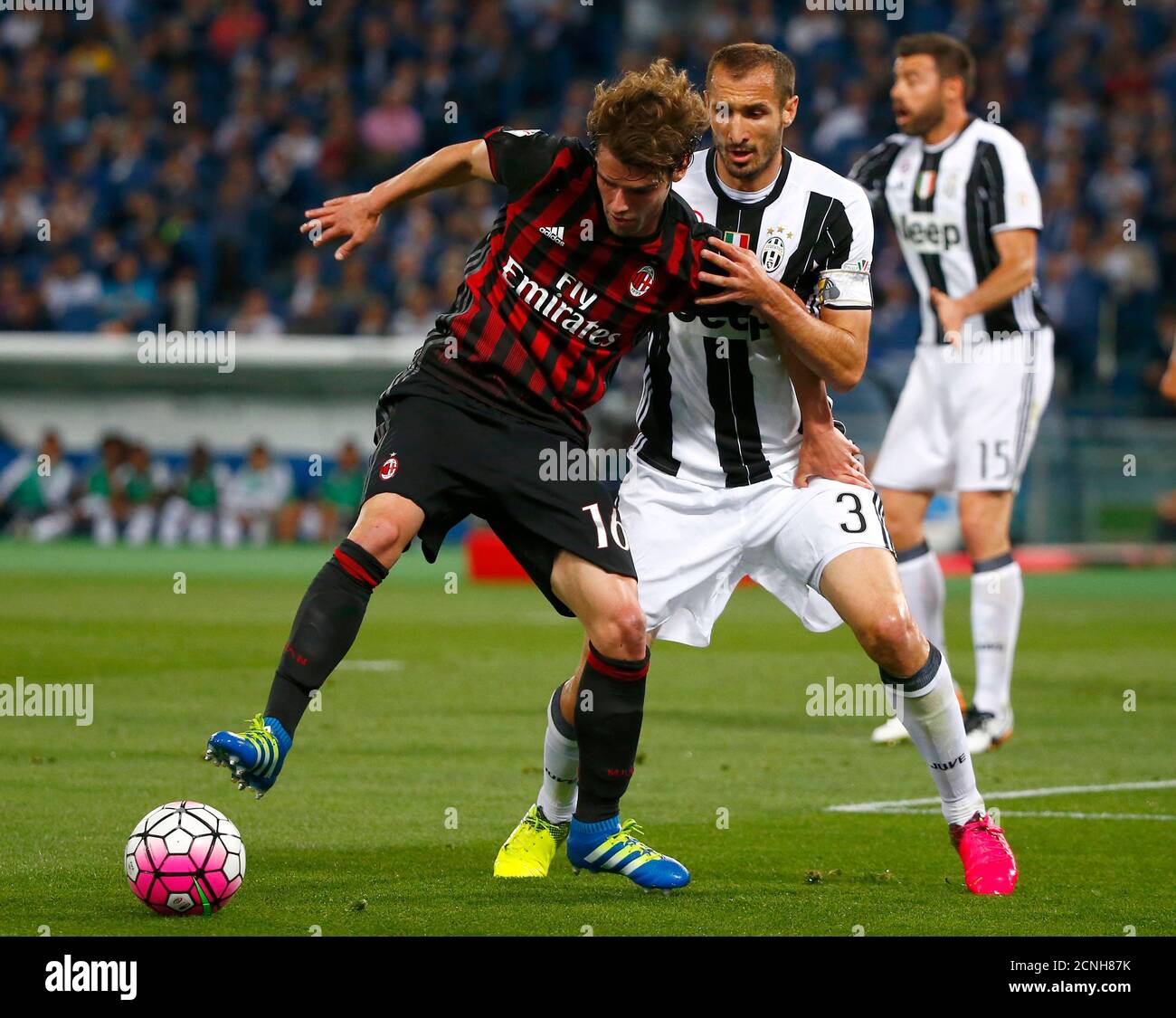 Football Soccer - Juventus v Milan - Italian Cup Final - Olympic stadium,  Rome, Italy - 21/05/16 Juventus' Giorgio Chiellini in action against AC  Milan's Andrea Poli. REUTERS/Tony Gentile Stock Photo - Alamy