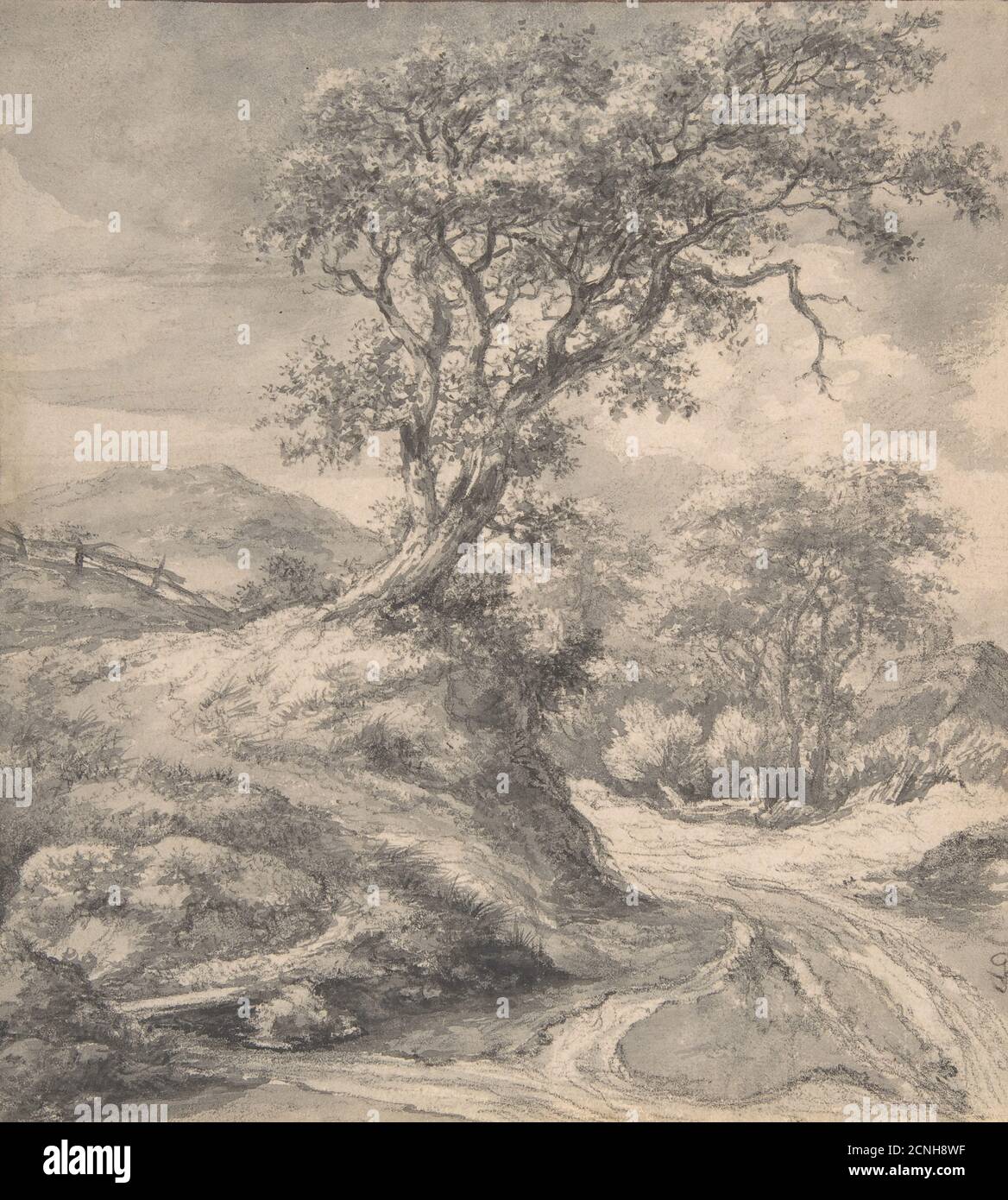 Dune Landscape with Oak Tree, 1650-55. Stock Photo