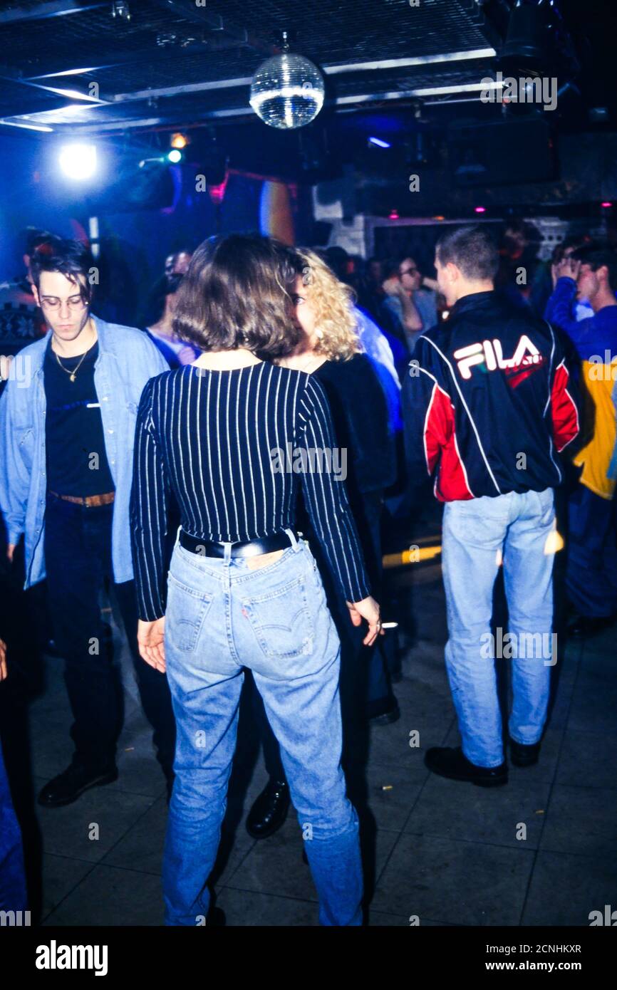 Young people dancing in a night-club, Lyon, France Stock Photo
