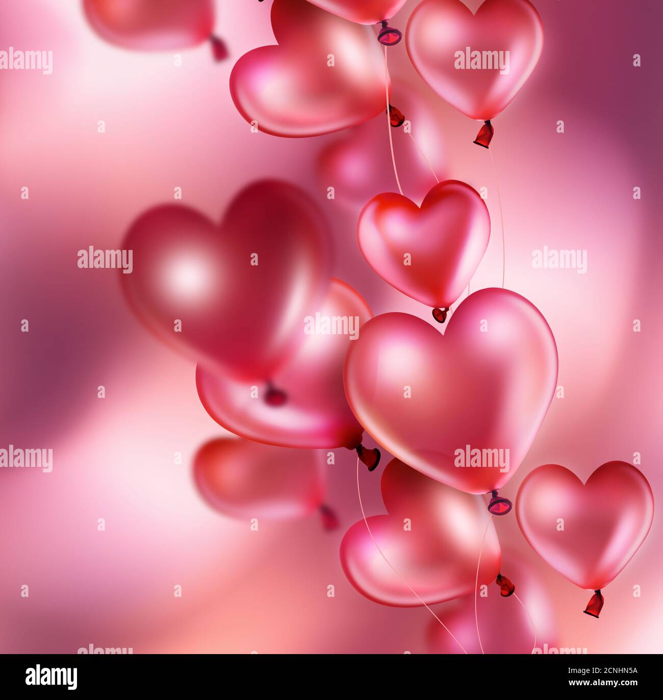 romantic card with pink heart balloons Stock Photo - Alamy