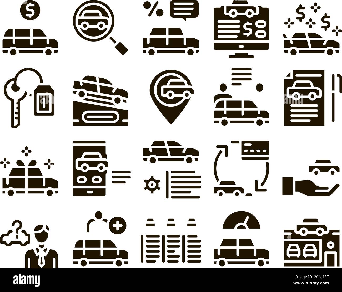 Car Dealership Shop Glyph Set Vector Stock Vector Image & Art Alamy
