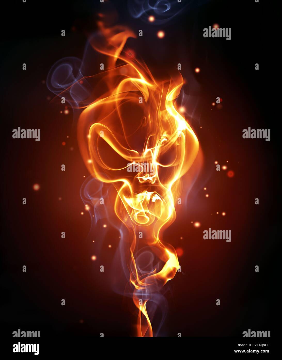 blazing fiery skull Stock Photo