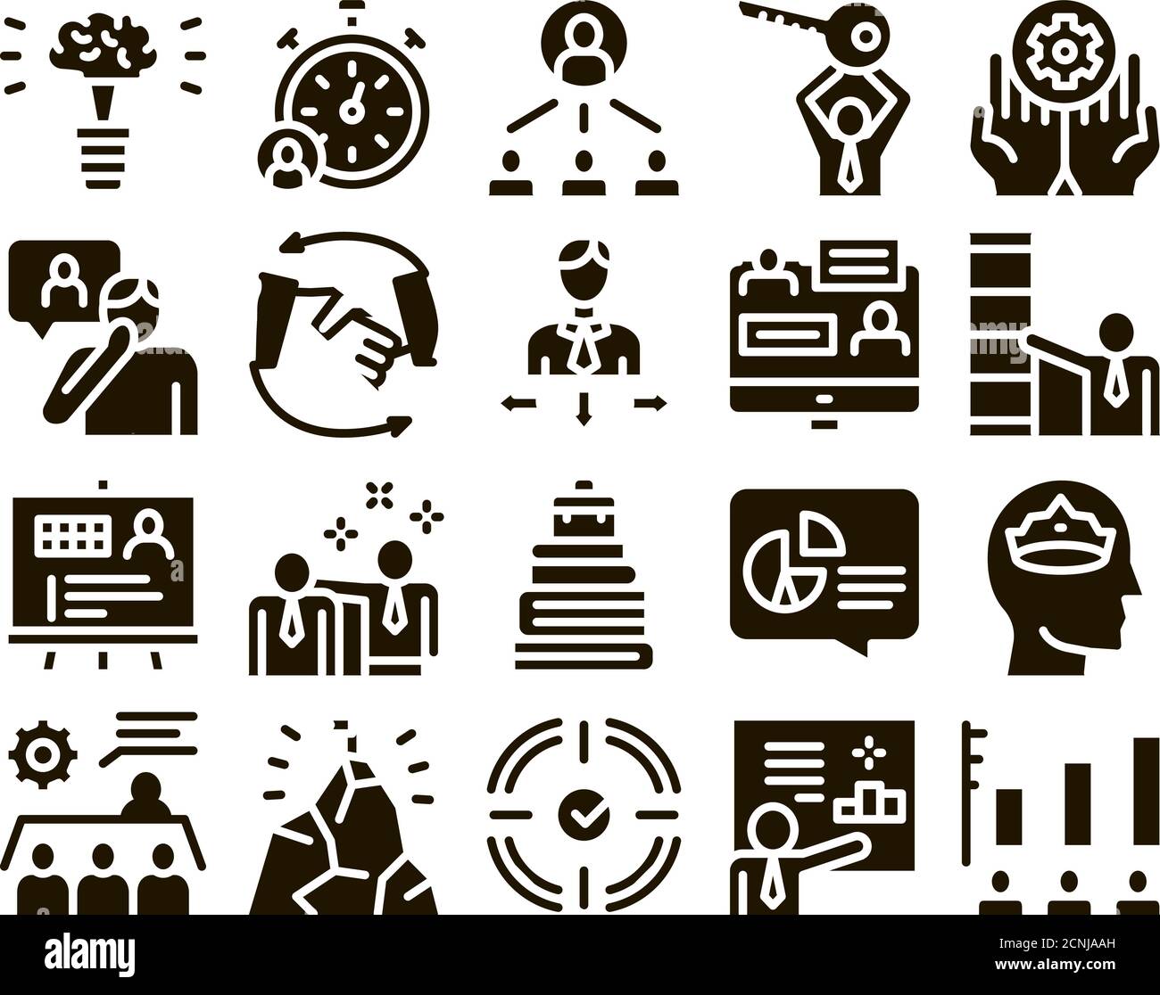 Mentor Relationship Glyph Set Vector Stock Vector