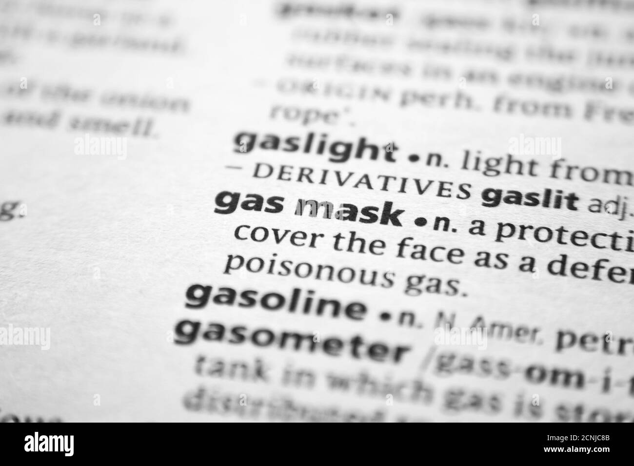 Word or phrase Gas mask in a dictionary Stock Photo Alamy
