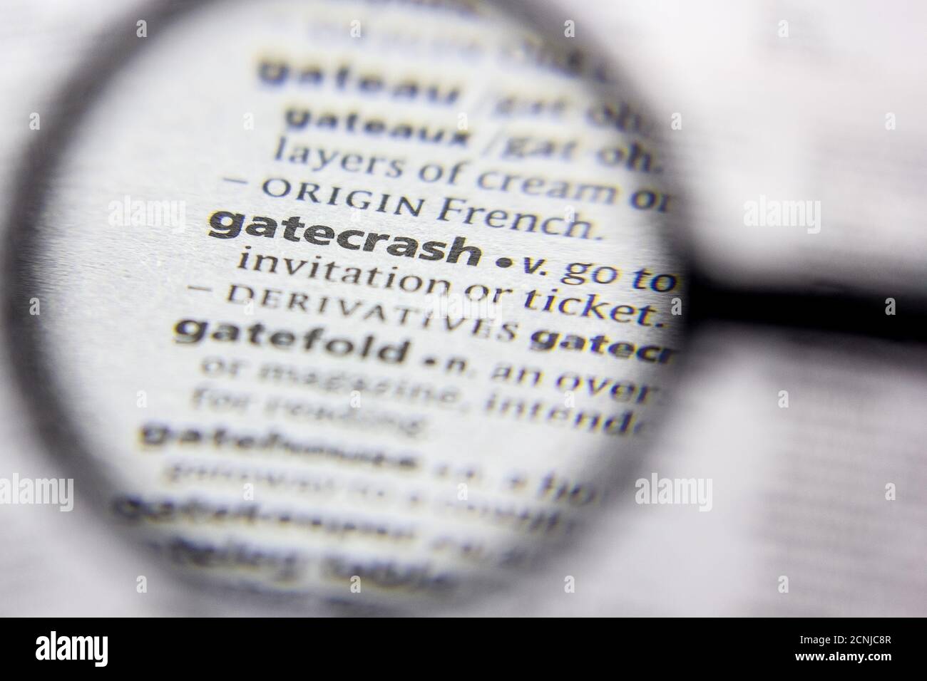 Word or phrase Gatecrash in a dictionary Stock Photo Alamy