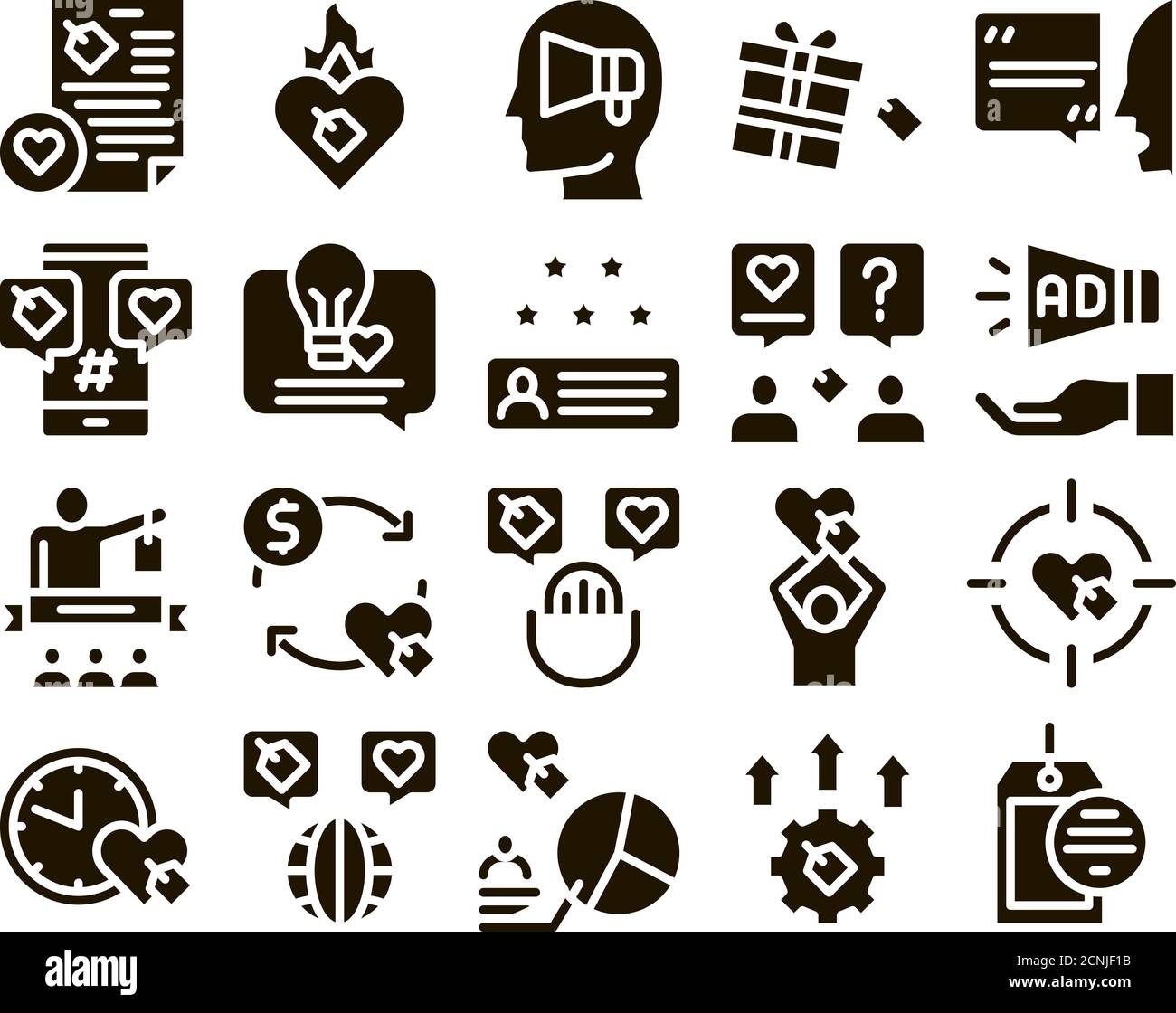 Ambassador Creative Glyph Set Vector Stock Vector