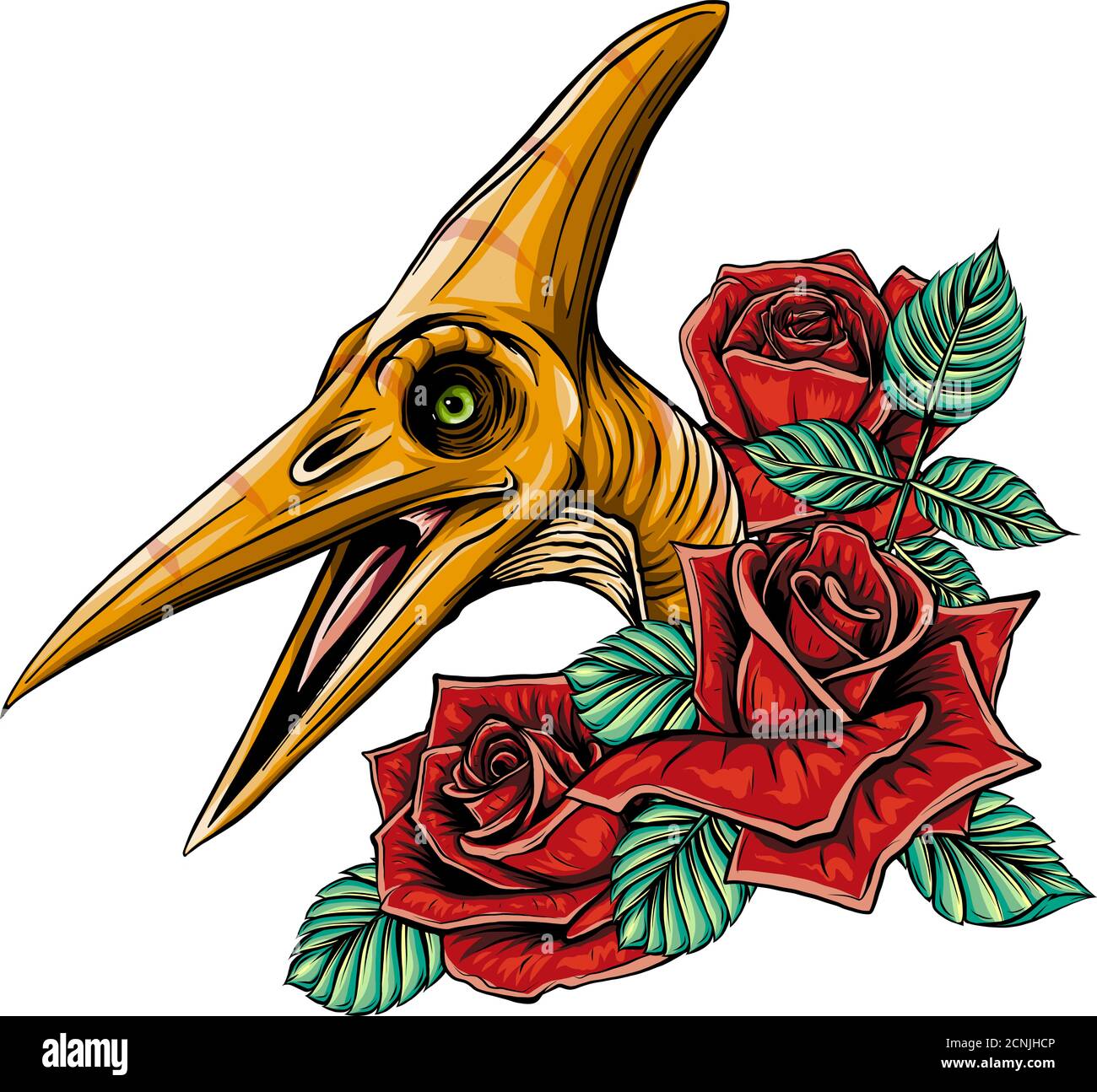 dinosaurus pteranodon head art vector illustration design Stock Vector