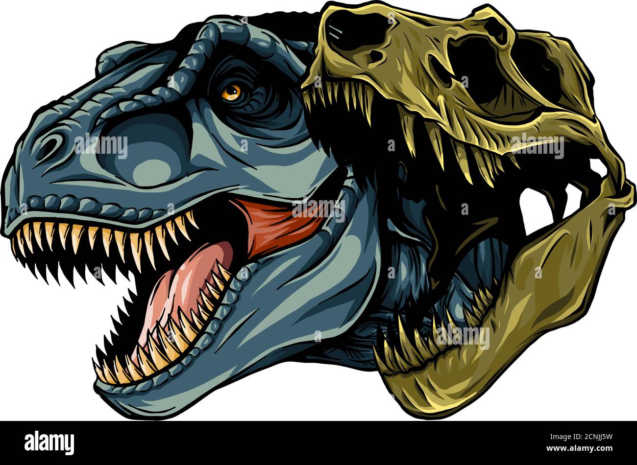 cartoon t-rex who was very angry, staring and grinning vector Stock Vector