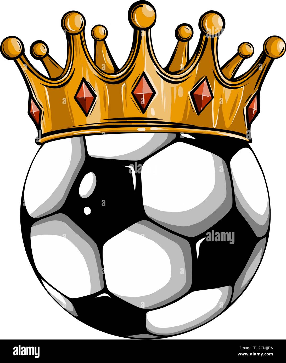 Gold crown on a soccer ball isolated on white Stock Vector Image & Art