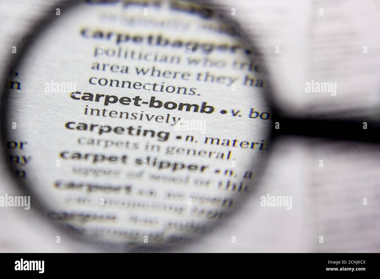 Word or phrase Carpetbomb in a dictionary Stock Photo Alamy