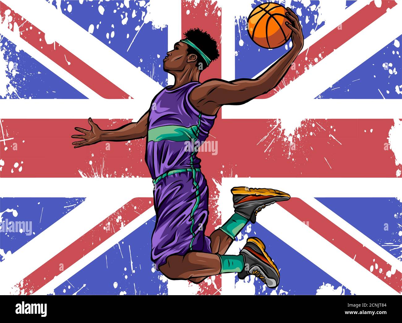 Vector watercolor silhouette basketball player illustration art Stock Vector