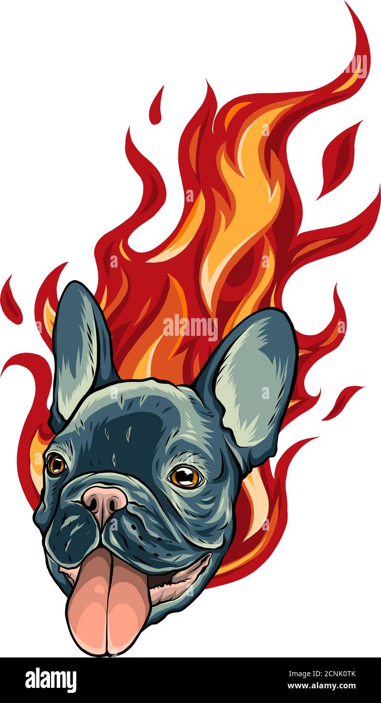 Bull Dog Flame Tattoo in Beast Mode Stock Vector