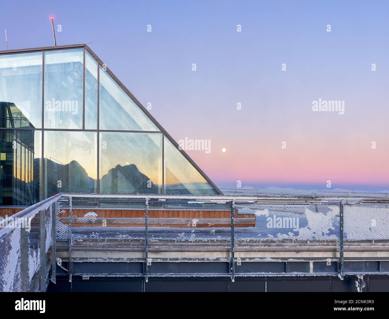 Mountain station, summit structure, steel construction, glass facade ...
