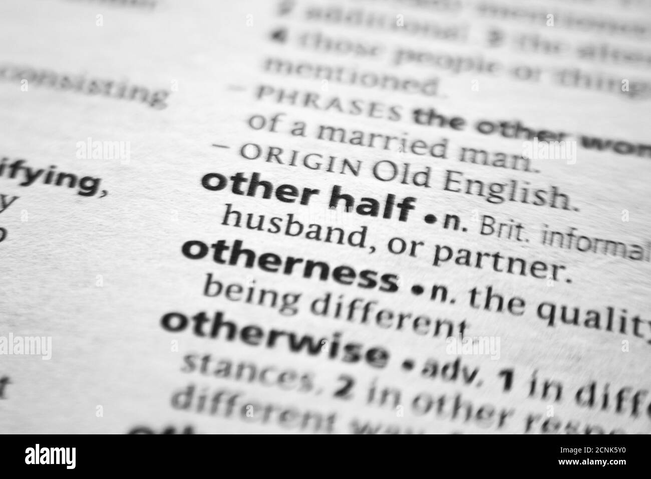 Word Or Phrase Other Half In A Dictionary Stock Photo Alamy