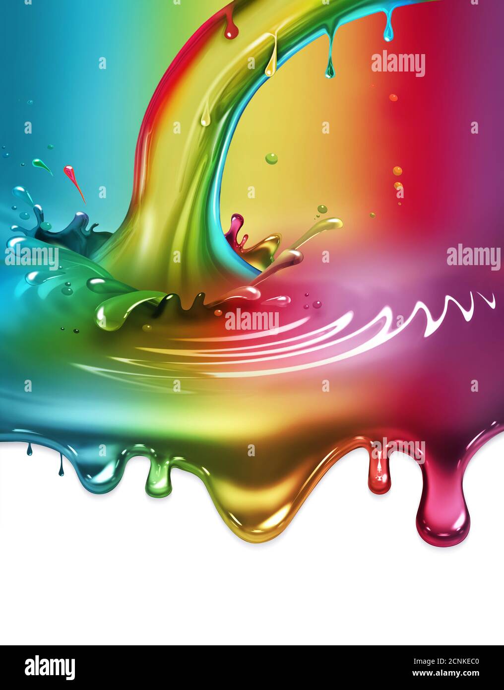 rainbow paint splash Stock Photo