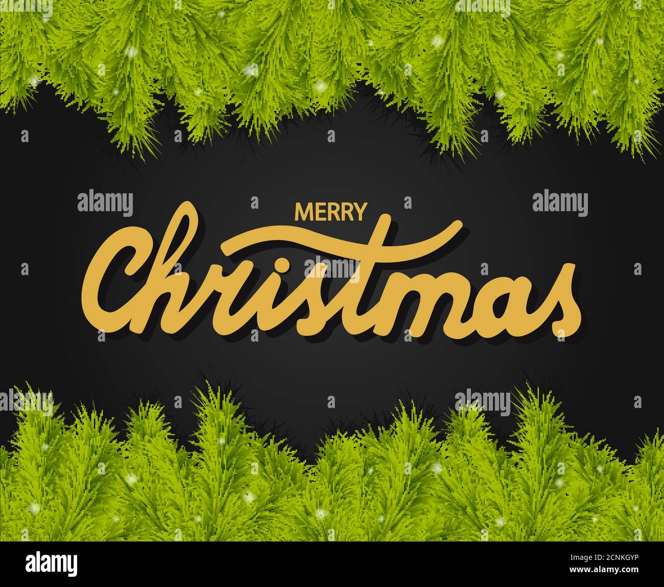 Winter holiday background.Border with Christmas tree branches. Stock Vector