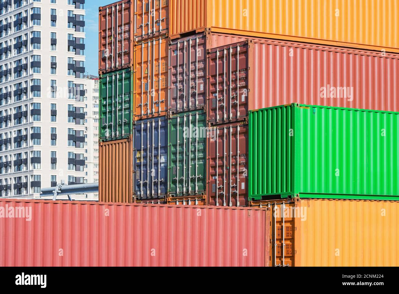 View of the railway container terminal. Customs area Stock Photo - Alamy