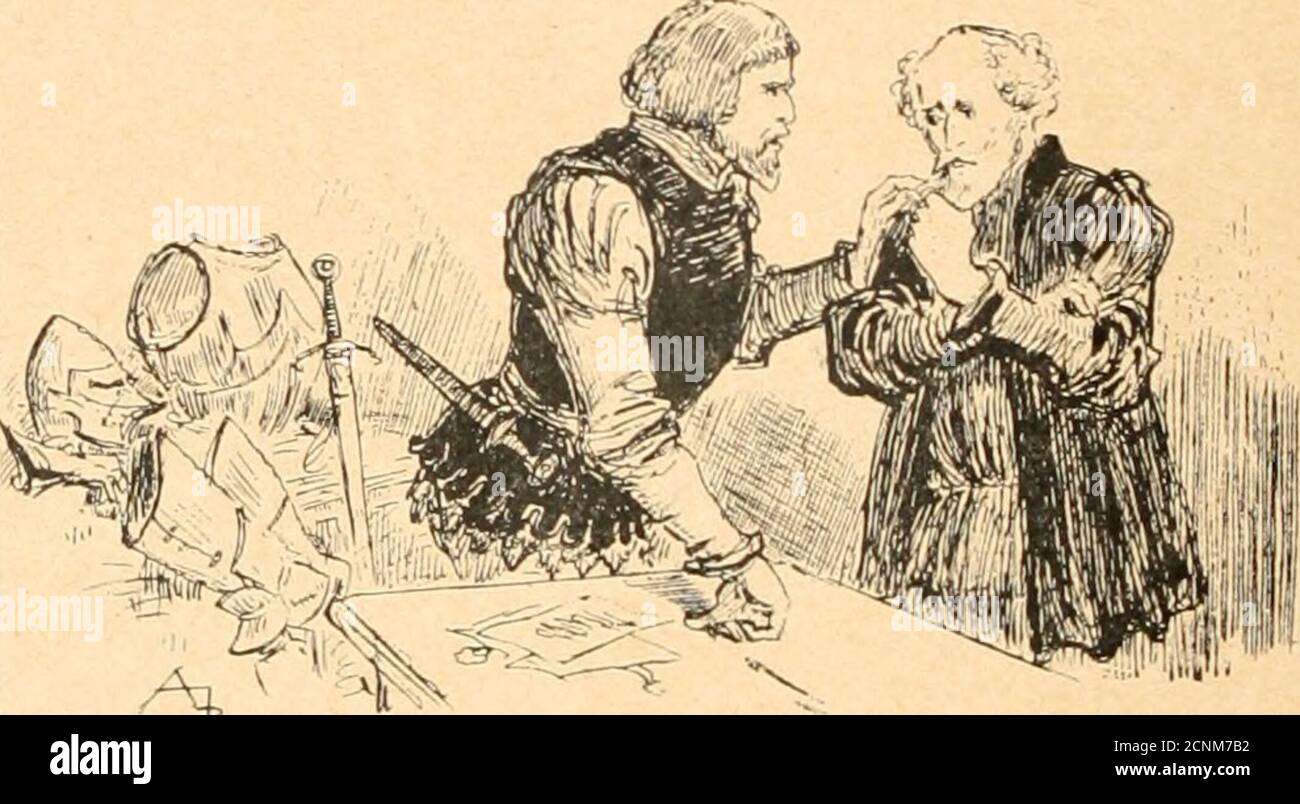 . 1430; . Oui, messire, c est moi ! vauchiez en quête de bons coups de lance, je fus chargé parle capitaine de Compiègne, messire de Fiavy, daller voirles gens du roi Charles à Orléans, pour remettre lettres eten rapporter argent pour les nécessités de la guerre. Je nesuis pas homme de bataille, je ne me crois aucune vaillance,et je serais dune faible utilité dans un assaut, vous vous endoutez à me voir, nest-ce pas? Je vous avoue donc humble-ment que je neus pas le cœur très réjoui de la mission...Messire de Flavy, pour niamadouer, parla de la confiance 88 LES ASSIÉGÉS DE COMPIÈGXE quil metta Stock Photo