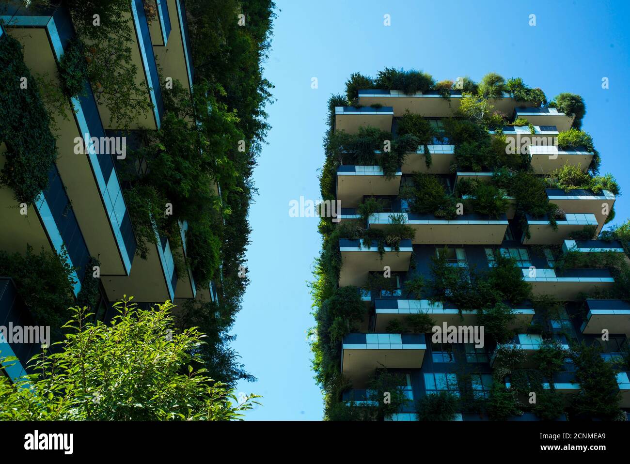 Milan, Lombardy, Italy, Bosco Verticale, apartment house with plants