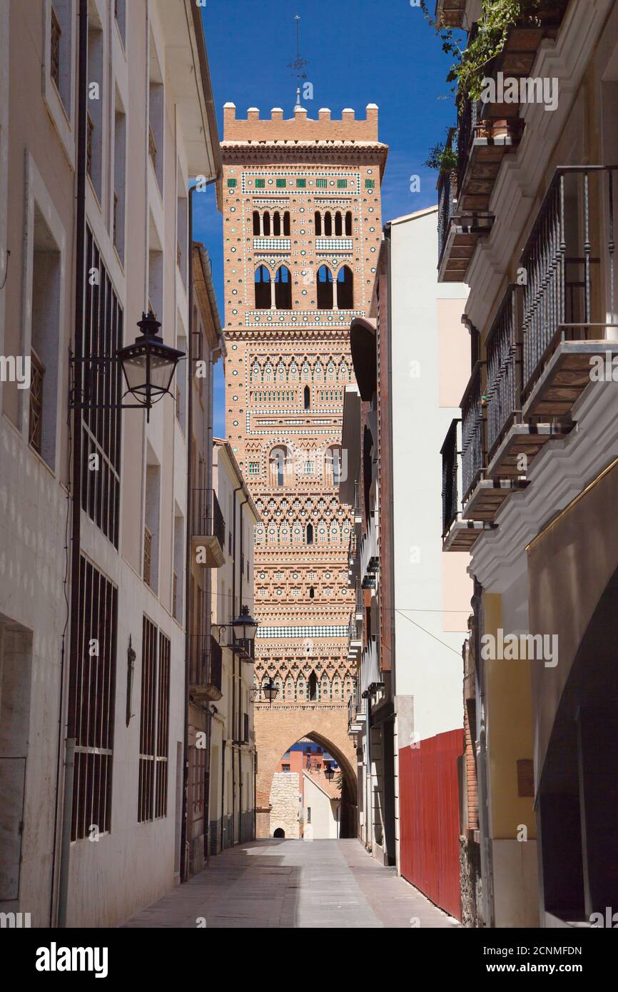 Mudejar Tower of San Martin in Teruel, Spain. Stock Photo