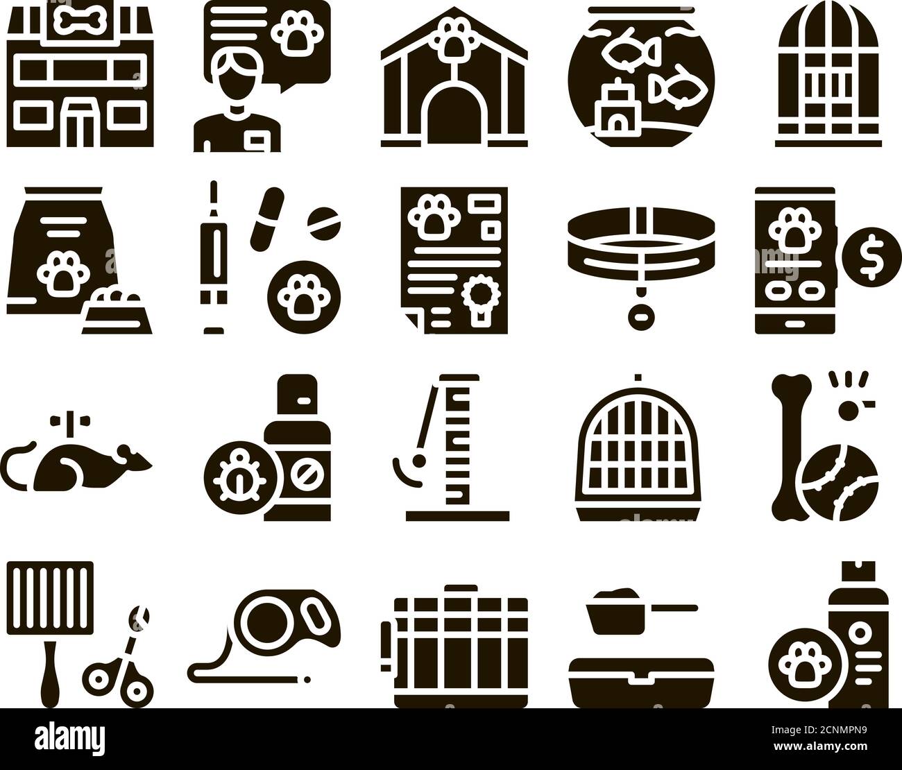 Pet Shop Collection Elements Icons Set Vector Stock Vector