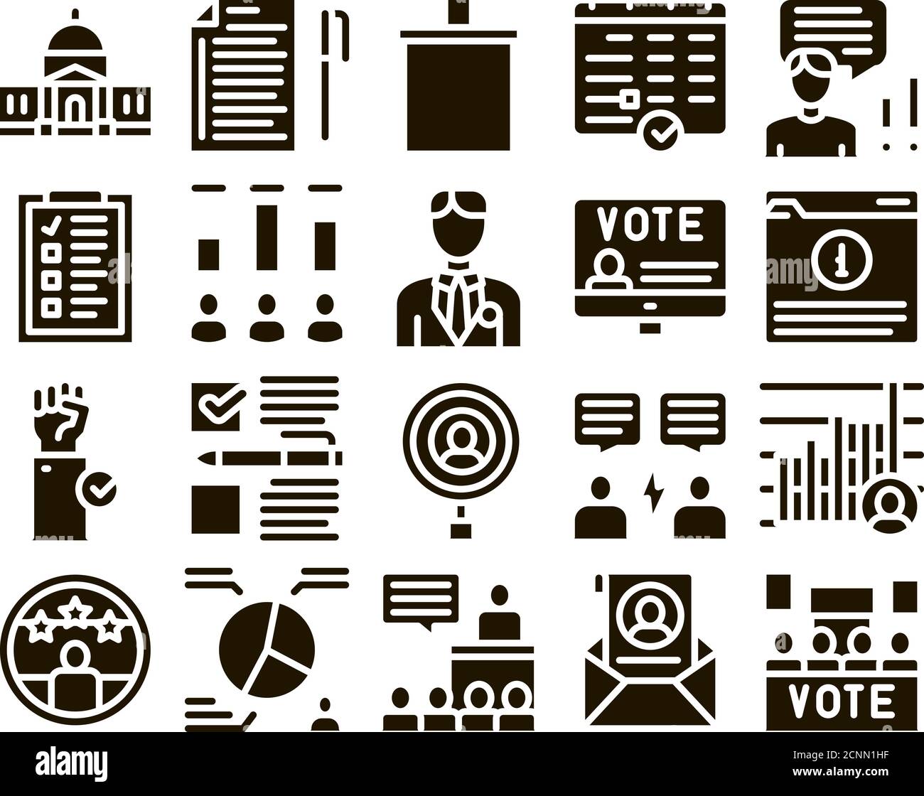 Voting And Election Glyph Set Vector Stock Vector Image & Art - Alamy