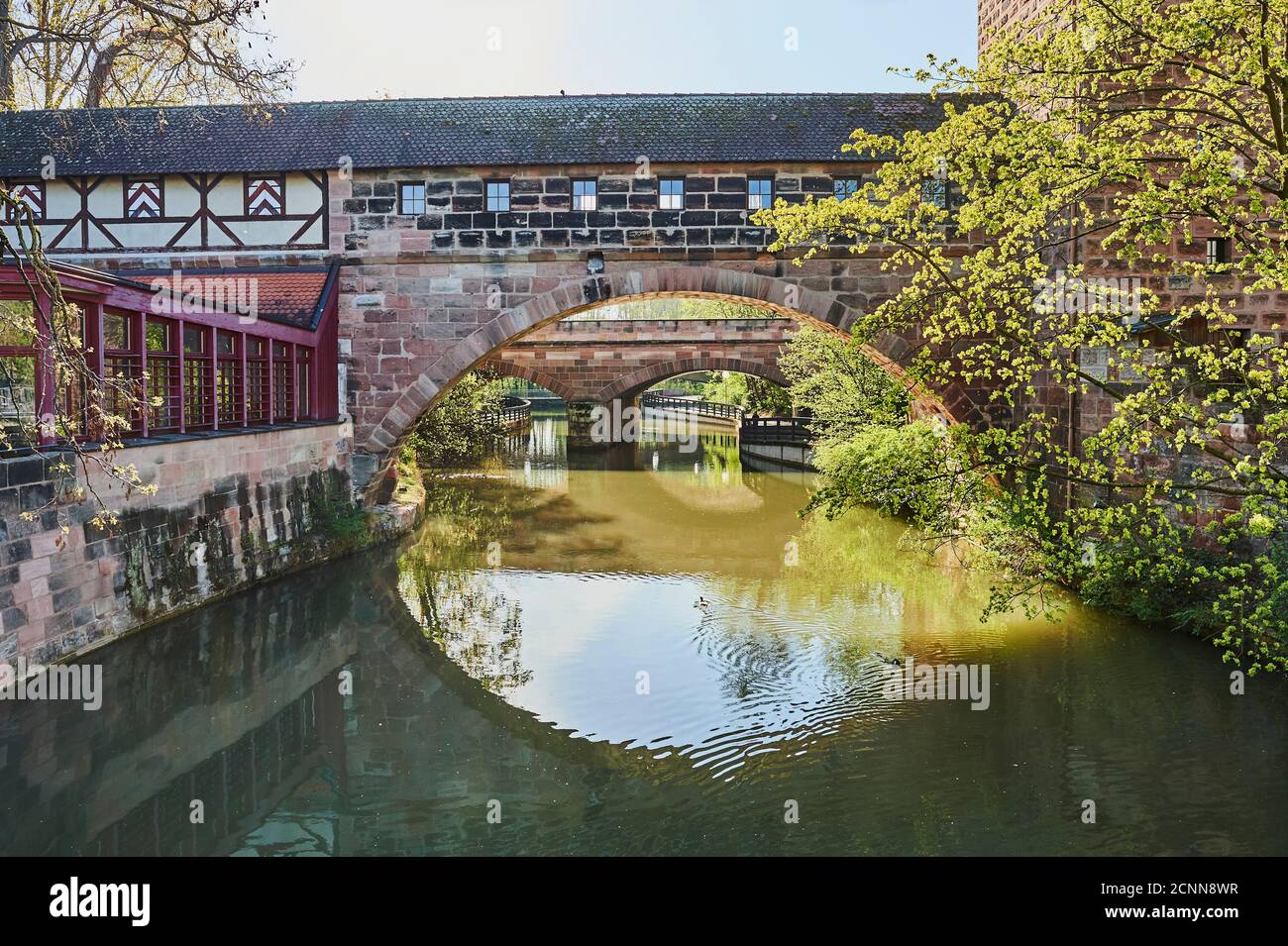 Rear island Schütt, Pegnitz, Nuremberg, Middle Franconia, Franconia, Bavaria, Germany, Europe Stock Photo