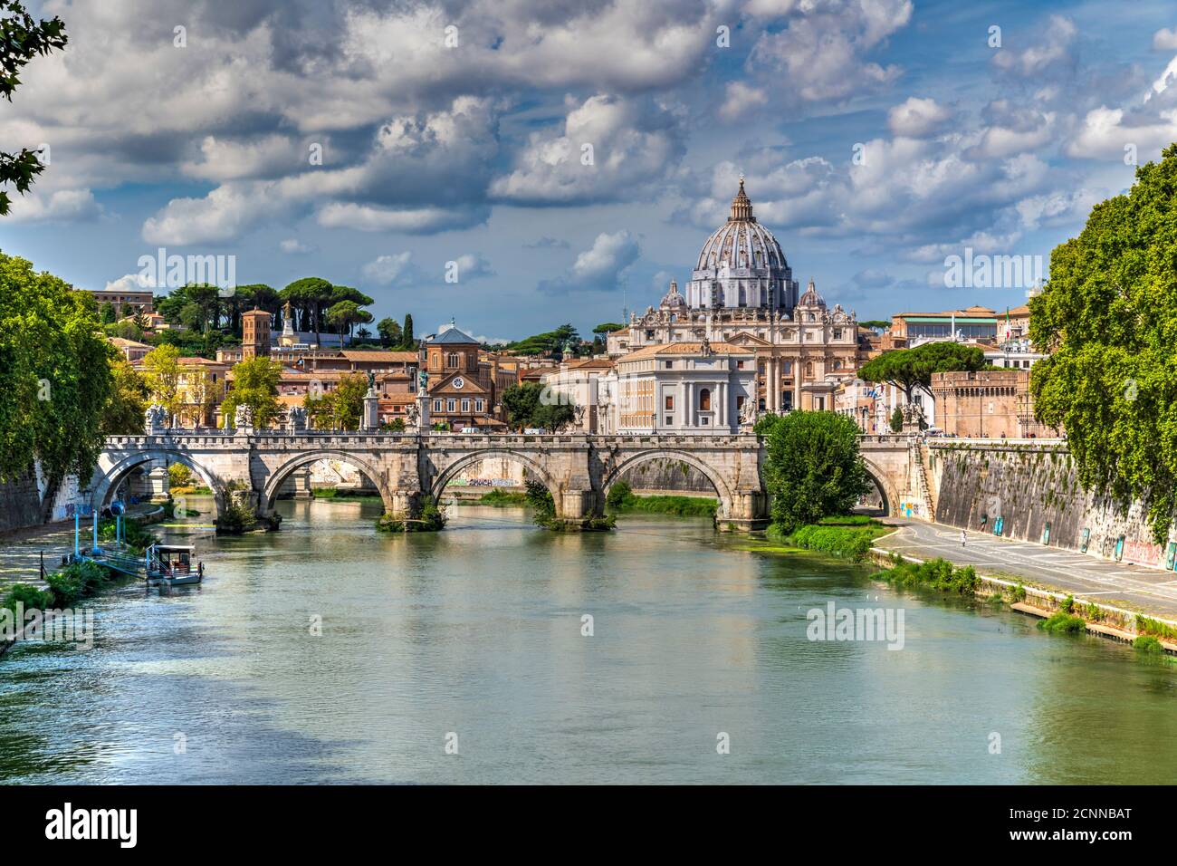 Tiber river and St. Peter’s Basilica church, Rome, Lazio, Italy Stock Photo