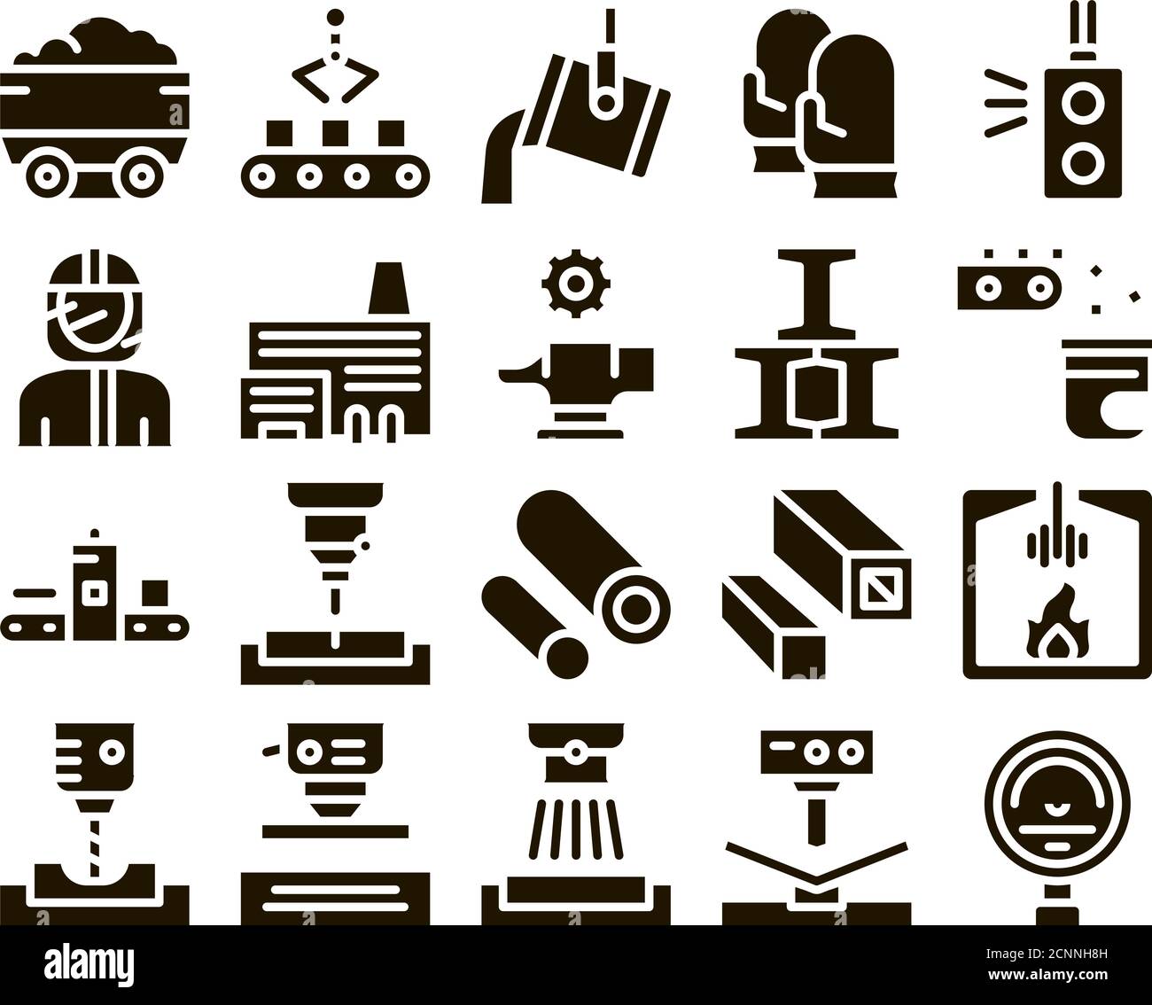 Metallurgical Collection Elements Icons Set Vector Stock Vector