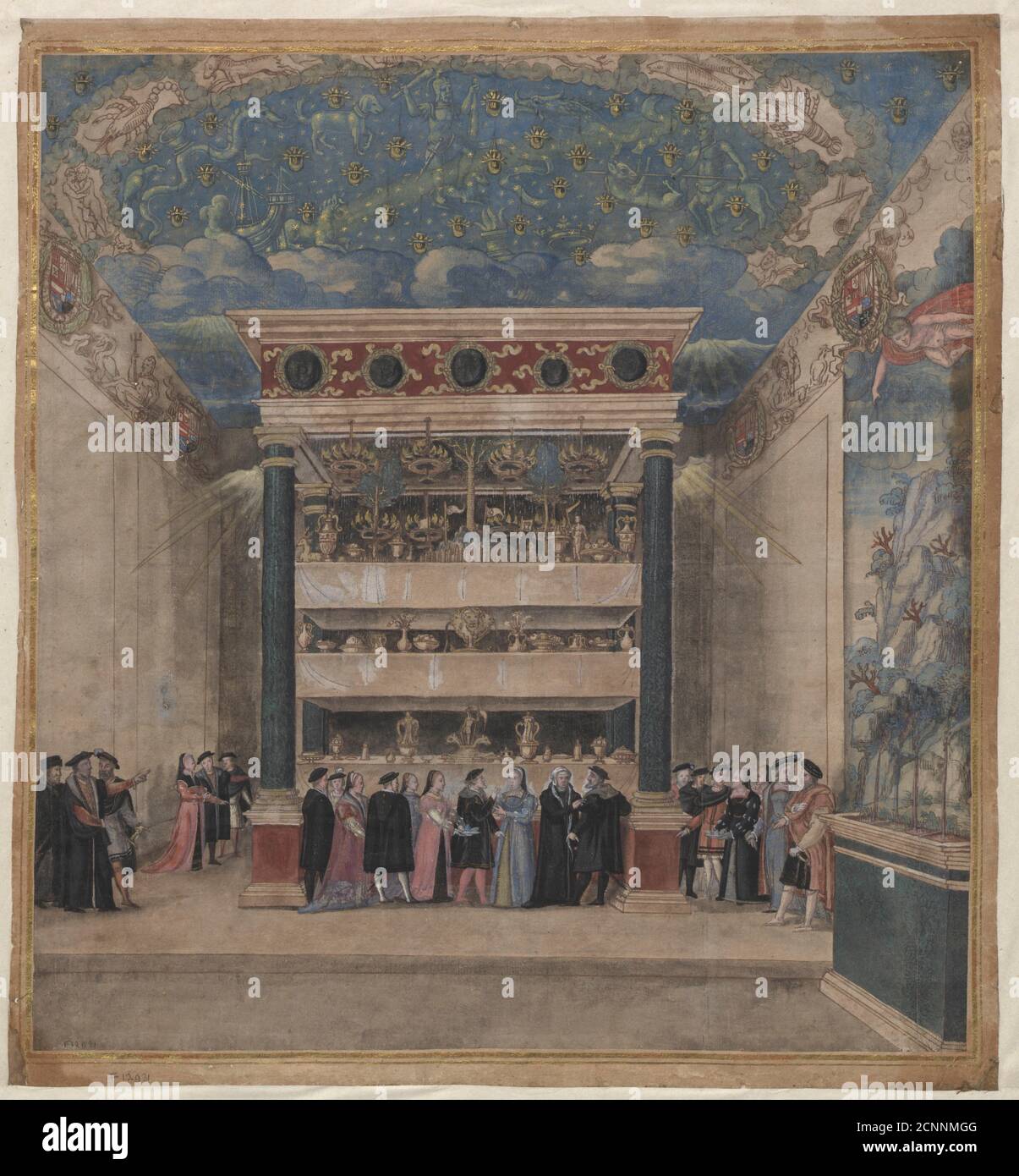 Binche Palace during the celebrations in August 1549, 1549. Found in the collection of Biblioth&#xe8;que royale de Belgique. Stock Photo