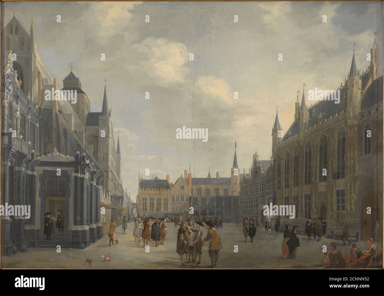 Burg Square in Bruges, 1672. Found in the collection of Groeningemuseum, Bruges. Stock Photo