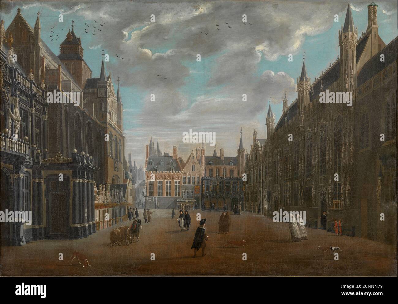 Burg Square in Bruges, 1696. Found in the collection of Groeningemuseum, Bruges. Stock Photo