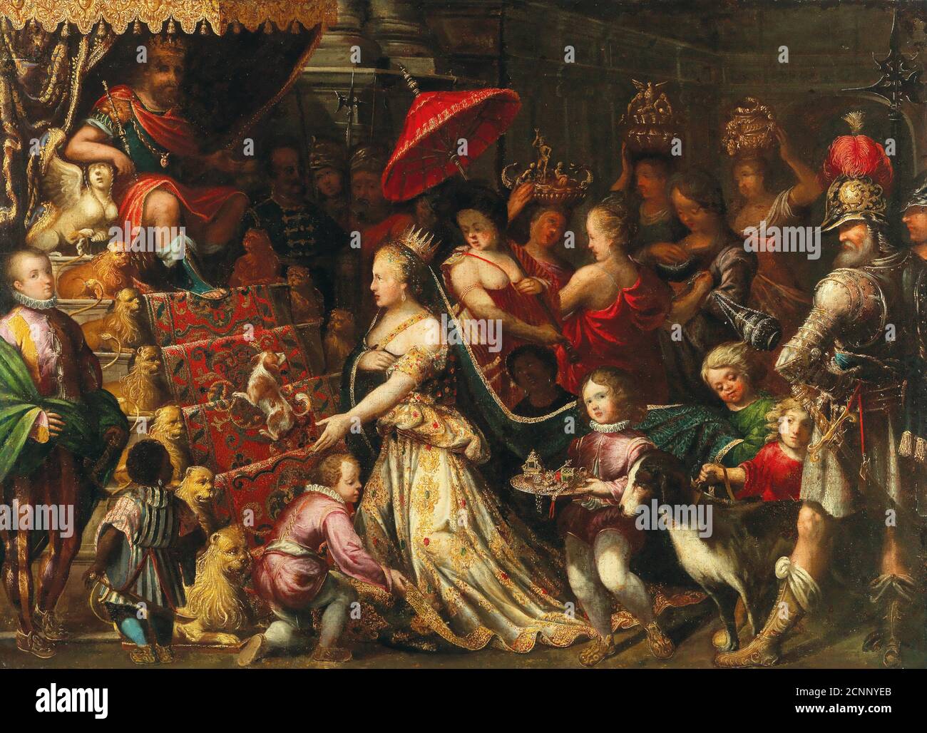 King Solomon Receiving the Queen of Sheba, ca 1640-1645. Private Collection. Stock Photo