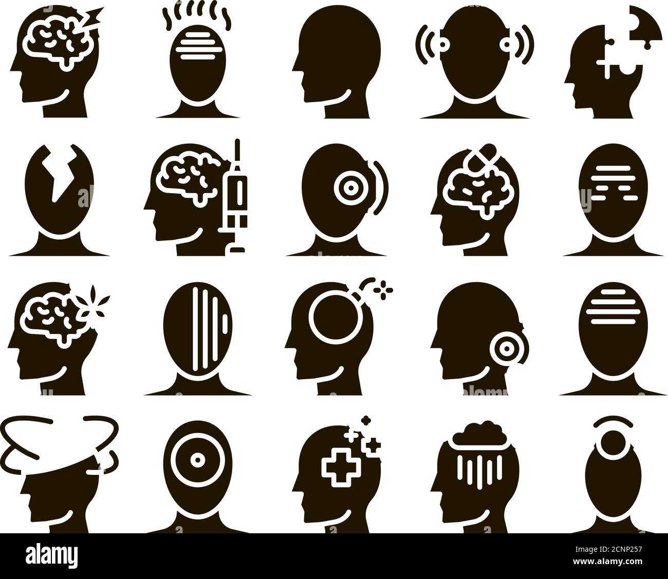 Headache Collection Elements Vector Icons Set Stock Vector Image & Art ...