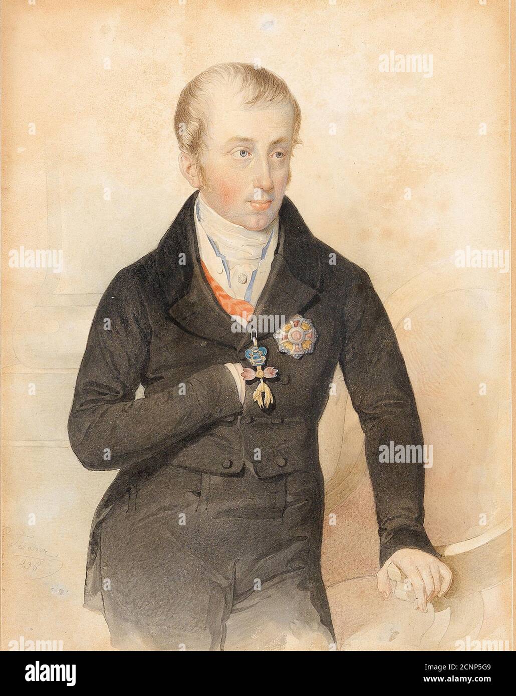 Portrait of Emperor Ferdinand I of Austria (1793-1875), 1836. Private Collection. Stock Photo