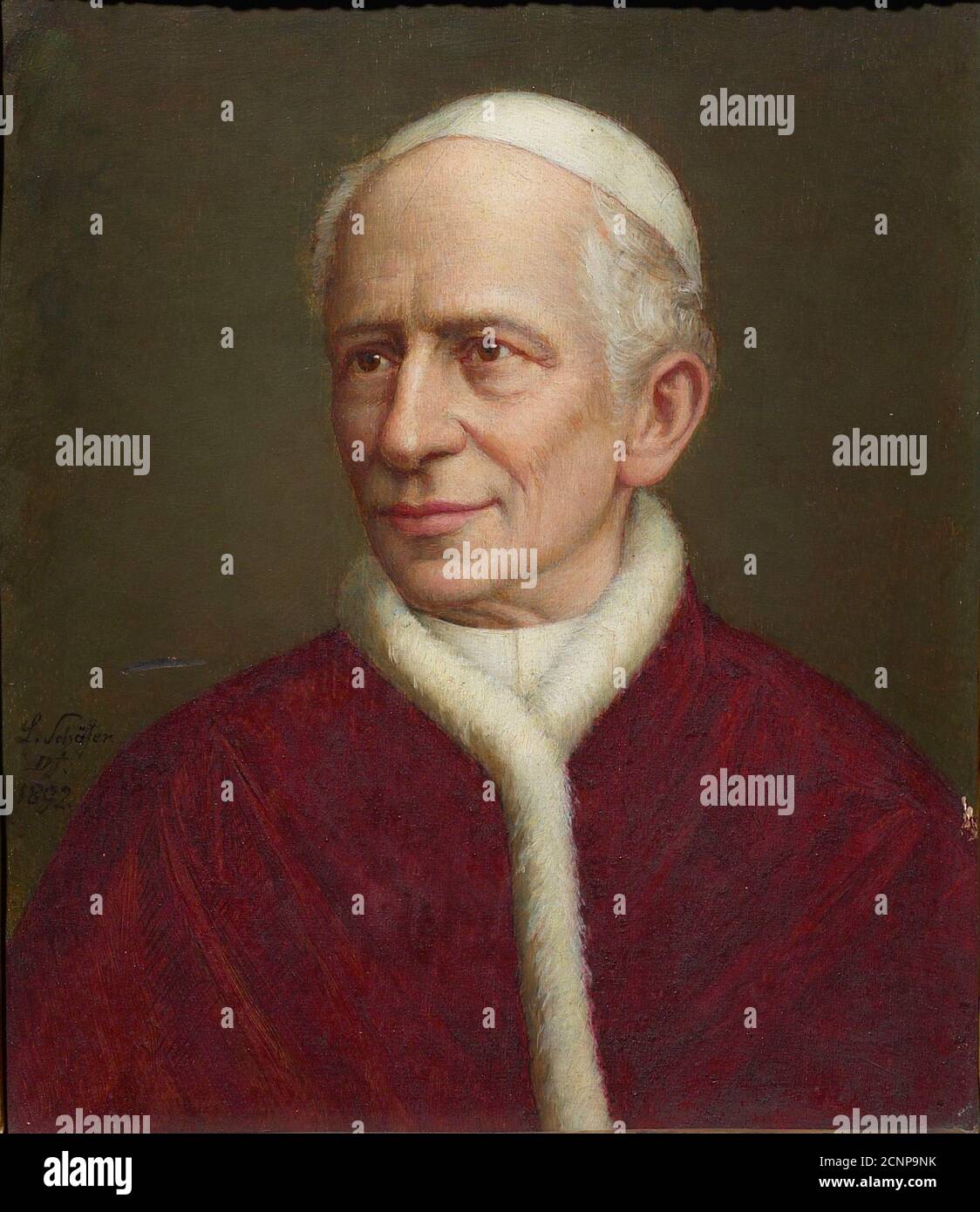 Portrait of the Pope Leo XIII (1810-1903), 1892. Found in the collection of Abdij Onze-Lieve-Vrouw, Tongerlo. Stock Photo