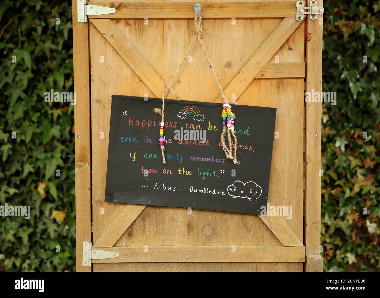 A Sign With A Quote From Harry Potter Character Albus Dumbledore Is Seen In Sherington Following
