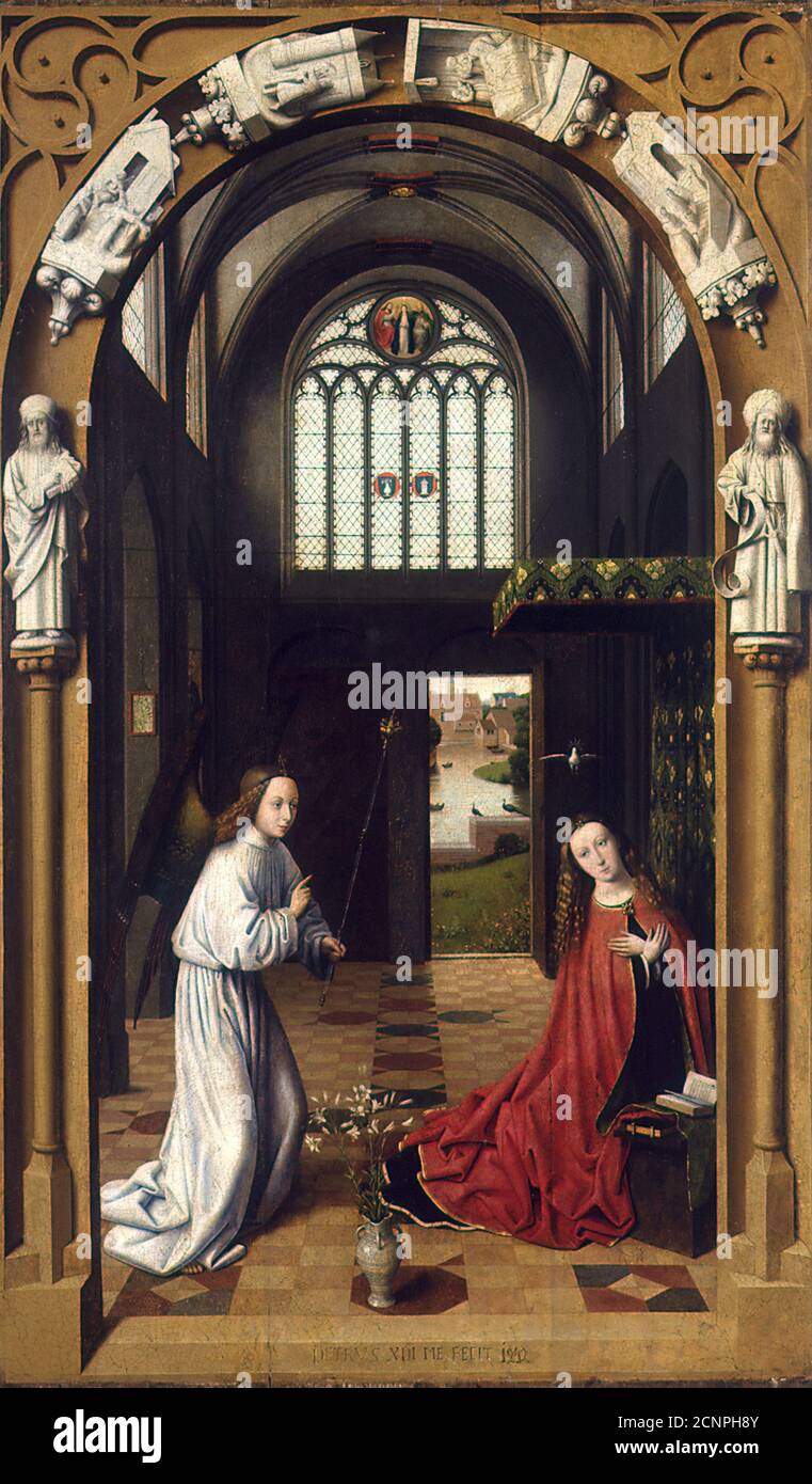 The Annunciation, 1452. Found in the collection of Groeningemuseum, Bruges. Stock Photo