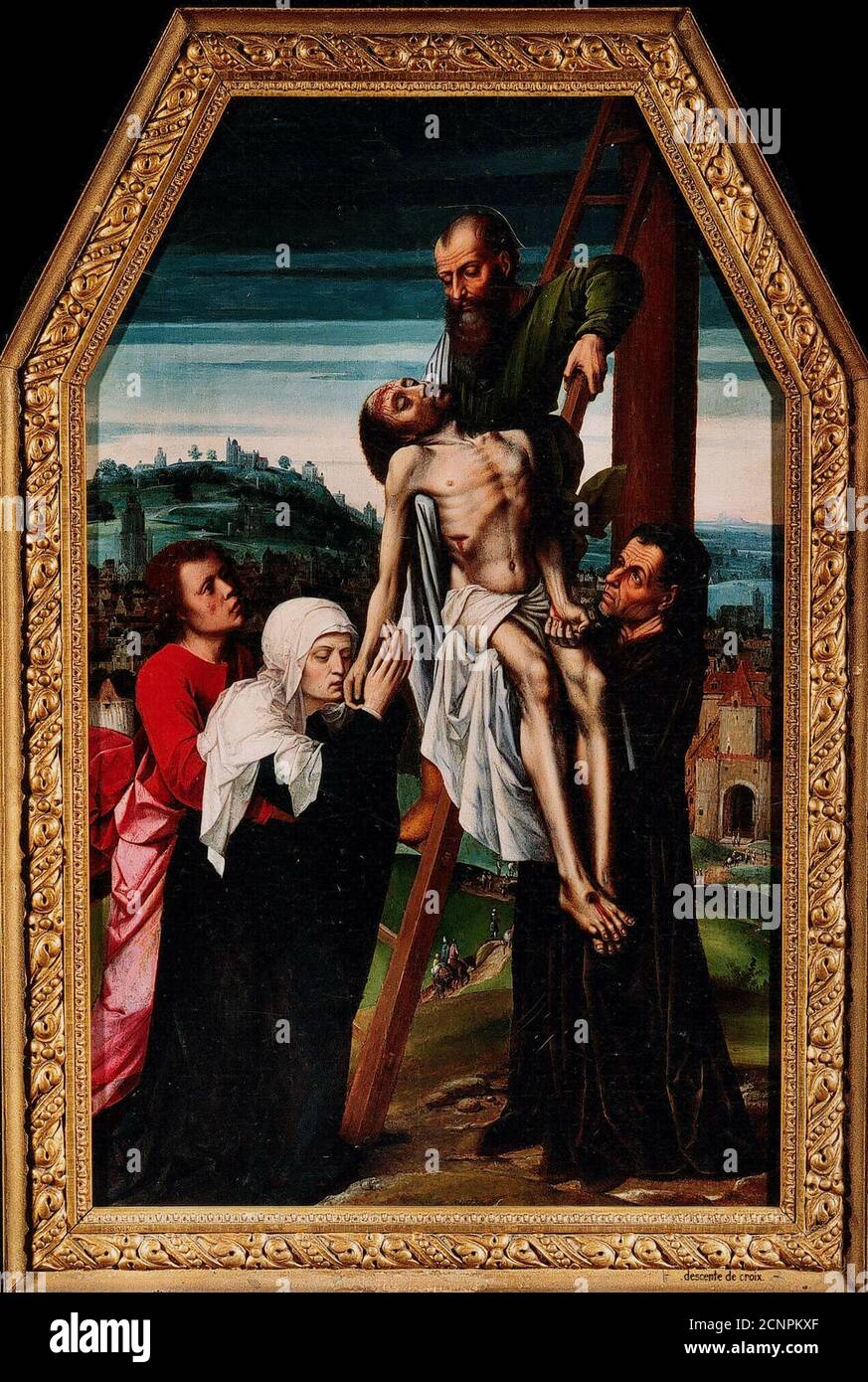 The Descent from the Cross, 1528. Found in the collection of Mus&#xe9;e des Beaux-Arts, Li&#xe8;ge. Stock Photo