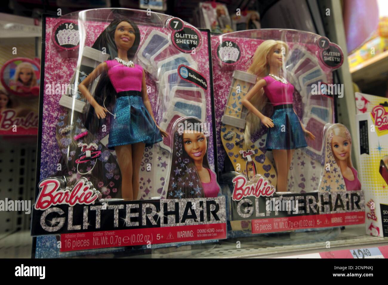 Barbie dolls are seen on display at a retail store in the Manhattan borough  of New York City, January 28, 2016. REUTERS/Mike Segar Stock Photo - Alamy