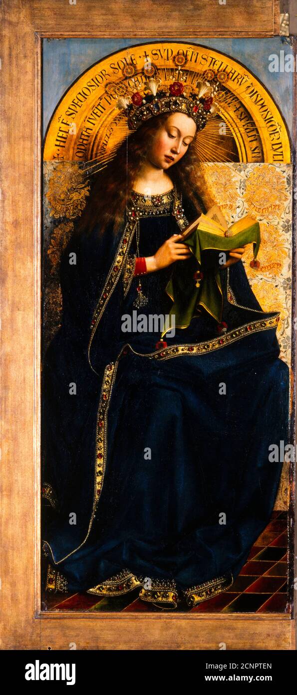 The Ghent Altarpiece. Adoration of the Mystic Lamb: Virgin Mary ...