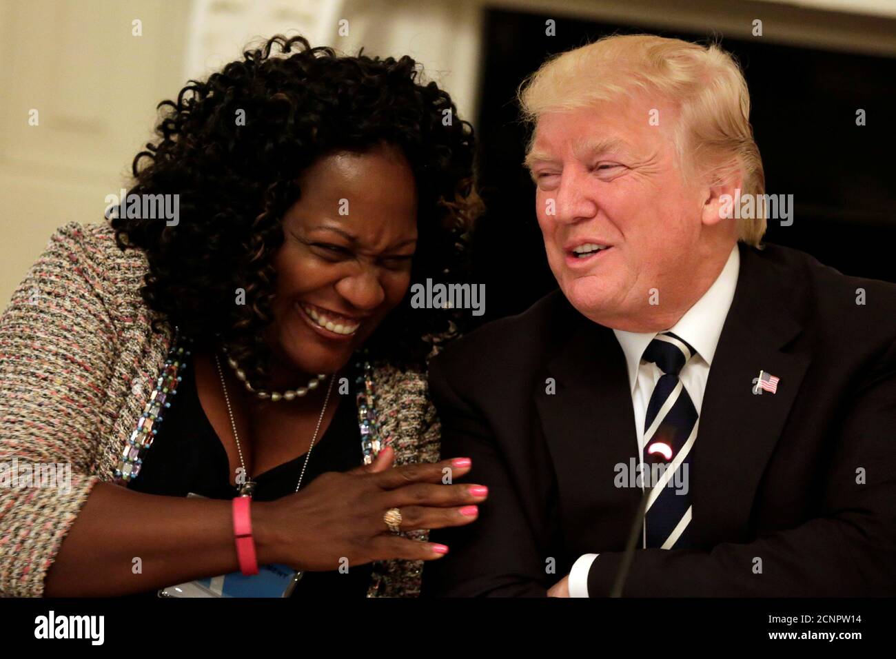 Acquanetta Warren L Mayor Of Fontana California Reacts After U S President Donald Trump Introduced Himself Before The Infrastructure Summit With Governors And Mayors At The White House In Washington U S June 8 Acquanetta Warren L Mayor Of Fontana California Reacts After U S President Donald Trump Introduced Himself Before The Infrastructure Summit With Governors And Mayors At The White House In Washington U S June 8