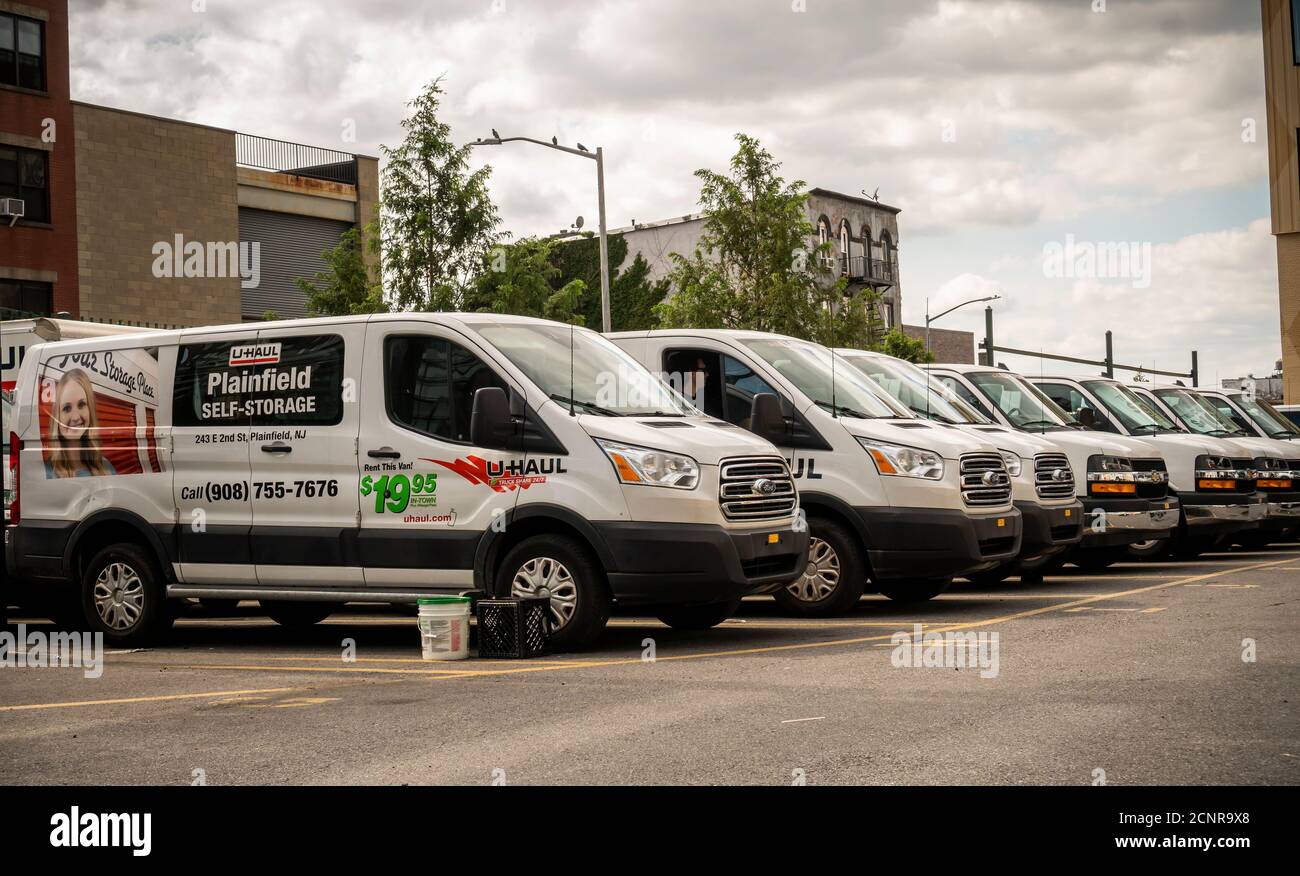 U-Haul rental center in Park Slope in Brooklyn in New York on Saturday, September 12, 2020. Because of the pandemic and the perception of rising crime there is an increase in people moving out of the city. (© Richard B. Levine) Stock Photo