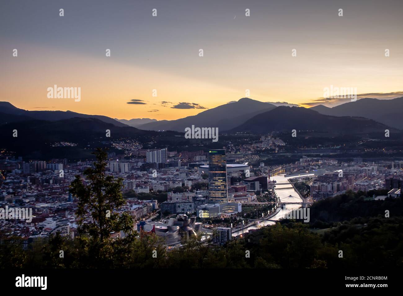 View of Bilbao in sunset. Stock Photo