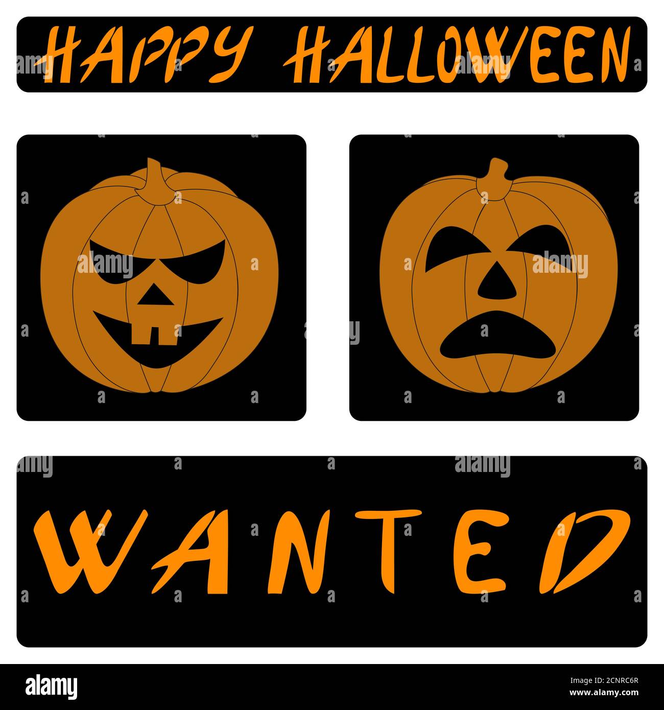 Halloween pumpkins wanted. Vector illustration. Isolated on white background Stock Vector